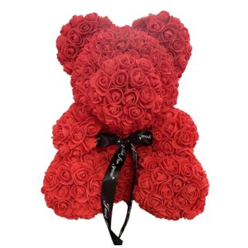Ours rose env. 40 cm rouge avec un ruban