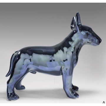 Figurine en porcelaine Bullterrier debout métal brillant 55x50 cm