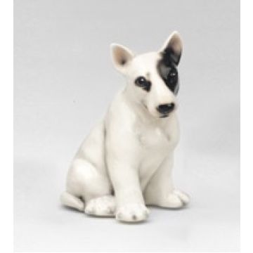 Bull terrier porcelain figurine sitting puppy 15cm - on request