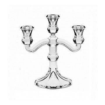 Three-candle holder 25.50 cm, crystal; exclusive, Bohemia