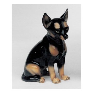Chihuahua noir figurine en porcelaine 30cm