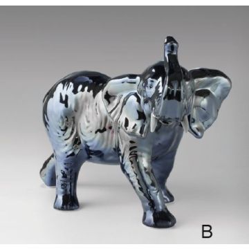 Eléphant figurine en porcelaine métal noir 27cm