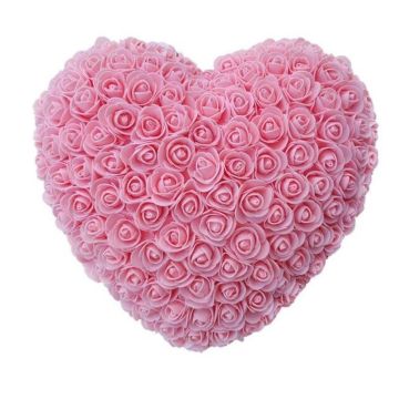 Rose heart 30cm pink, artificial roses