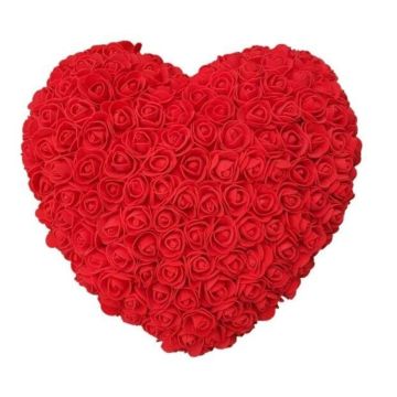 Cœur de rose 30cm rouge, roses artificielles