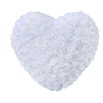 Cœur de rose 30cm blanc, roses artificielles