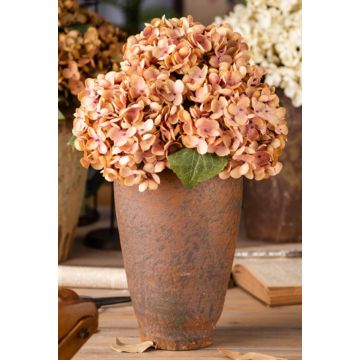 Hydrangea artificial flower orange/pink natural look 32cm as dried