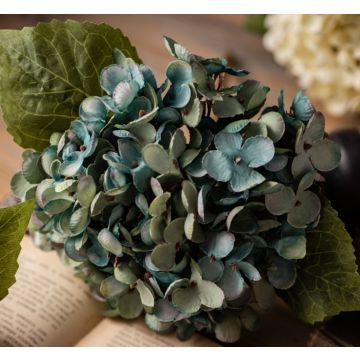 Hydrangea artificial flower navy blue natural look 32cm