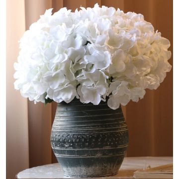 Hortensia fleur artificielle blanc look naturel 33cm