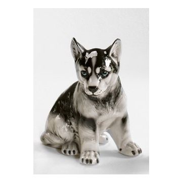 Siberian Husky puppy porcelain figurine 31cm - on request