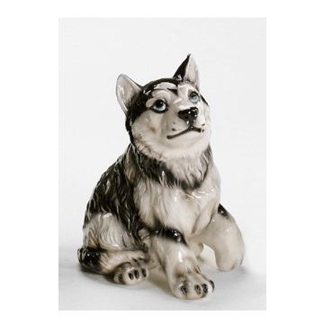 Siberian Husky chiot figure en porcelaine 31cm - sur demande