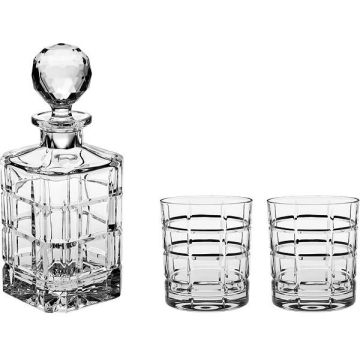"Timesquare" whisky set 7-piece, Bohemian crystal, 1x decanter + 6x glasses