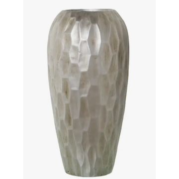 Vase de sol, métal, 50cm, argenté avec traces de rouille Exclusif