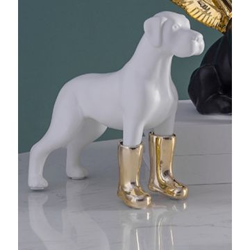 Dekoration Dogge weiss/gold 22x24cm
