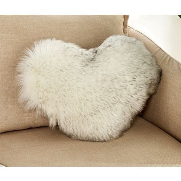 Coussin cœur en peluche blanc/pointes noires 40x50cm