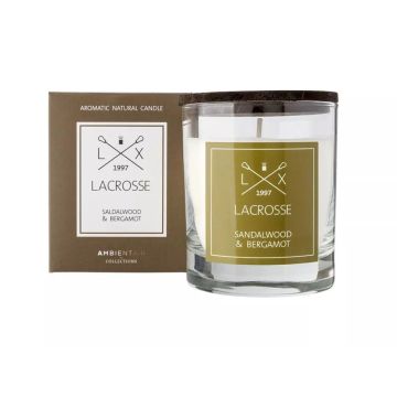 Bougie parfumée, Ambientair Lacrosse, Sandalwood&Bergamot ; 40h,Bergamote, parfum bois de santal