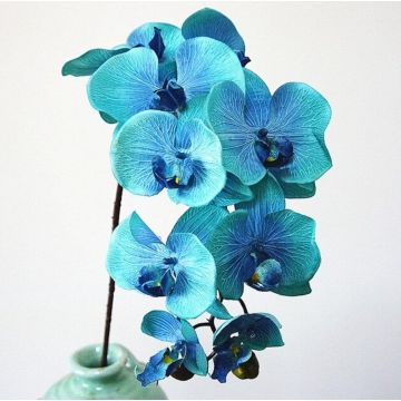 Orchidée tige bleue, 95cm, plante artificielle, orchidée artificielle