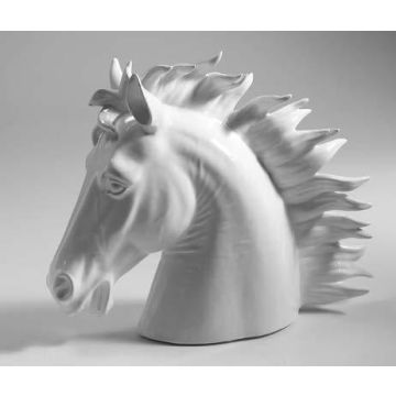 Tête de cheval en porcelaine debout 50x40cm blanc