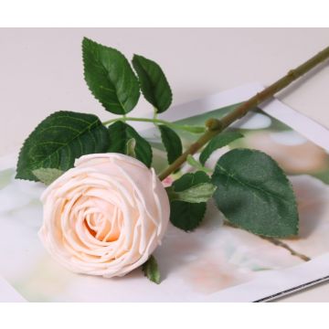 Roses en champagne Fleur artificielle 43cm, comme une vraie, real touch, Premium (soie)