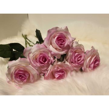 Roses roses fleur artificielle 42cm comme vraie, real touch, Premium (soie/silicone)