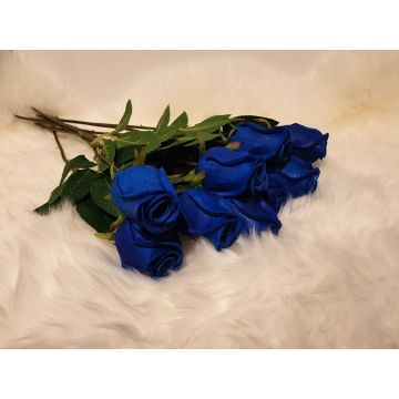 Roses blue artificial flower 42-43 cm (silicone)