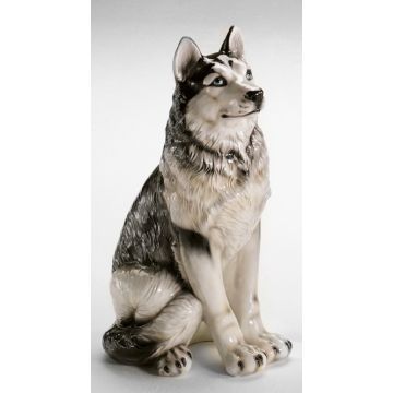 Siberian husky figurine en porcelaine 60cm
