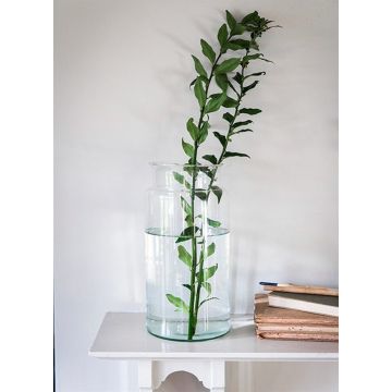 Glass vase, 35 cm, recycled glass, handmade