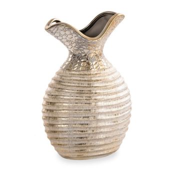 Ceramic vase, 22 cm, handmade, light gold