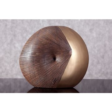 Vase, 24X8X22cm, gold/braun, Holzoptik, Dekoration