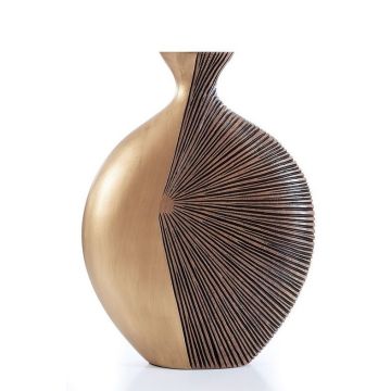 Vase, 44 cm, gold/braun, Holzoptik, Dekoration