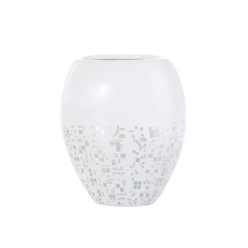 Vase en céramique, 20 cm, vase à fleurs, blanc, vase à fleurs