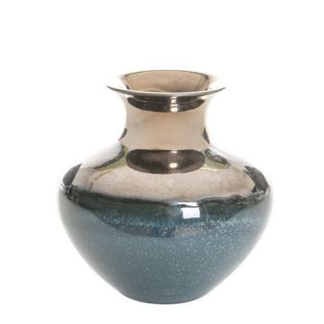 Vase en céramique, 19 cm, Classique, bleu marine doré