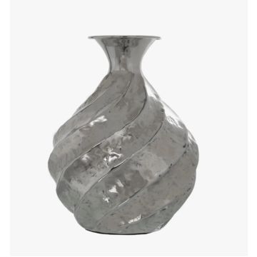 Vase de sol, métal, 39cm, Argent Exclusif