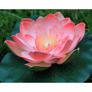 Nénuphar, fleur artificielle flottante LED, rose, 17cm