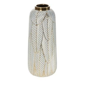 Ceramic vase, 34cm, gold-white, decoration