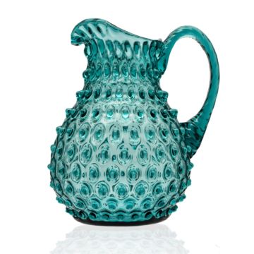 Kristall Krug / kleiner Wasserkrug 750ml aquamarine Kvetna 1794 Polka Dot