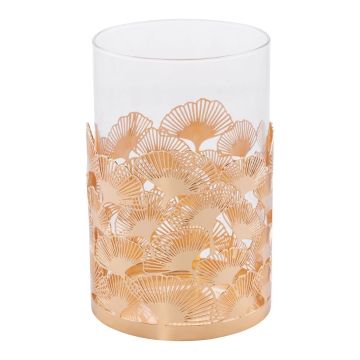 Decoration lanterns 10x16cm Ginkgo in gold