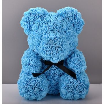 Rose bear approx. 40 cm baby blue with bow