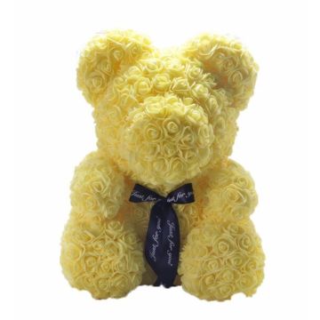 Rose bear approx. 40 cm yellow with bow