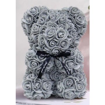 Rosenbear approx. 25 cm gray, with bow