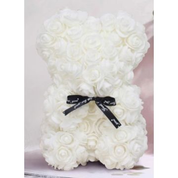 Rose bear approx. 25 cm white with bow