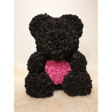 Rose bear approx. 40 cm black, pink heart