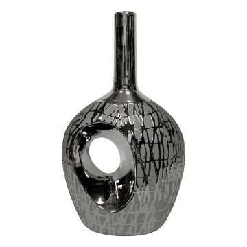 Keramikvase ca.22x36cm silber-anthrazit 