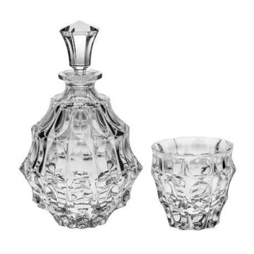 "Fortune" whisky set 7-piece, Bohemian crystal, 1x decanter + 6x glasses