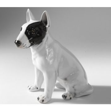 Bull terrier porcelain figurine sitting 45-47cm black spot