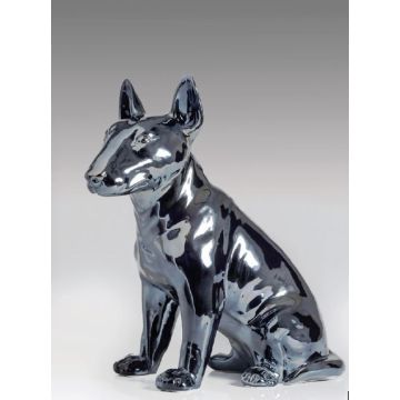 Bull terrier porcelain figurine sitting 45-47cm metallic