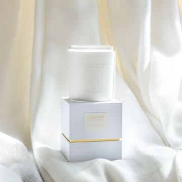Bougie parfumée de luxe Vanille & Noix de coco 100ml Bouteille exclusive en cuir