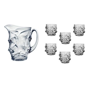 Wasserset "Calypso" 7-Teilig, Wasserkrug 1900ml + Gläser 300ml; Kristall-Glas; Exclusive