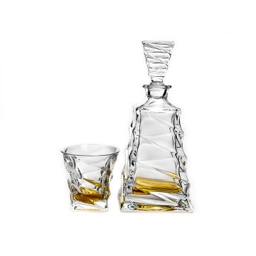 "Casablanca" Whisky set 7 pièces, cristal de Bohème, 1xcarafe/décanteur + 6xverres
