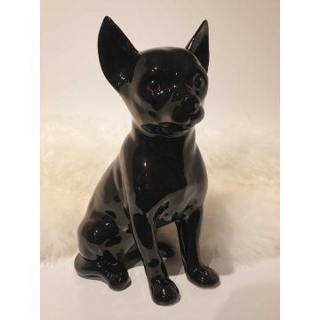 Chihuahua noir figurine en porcelaine 30cm