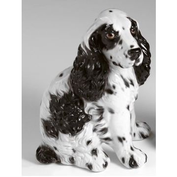 Cocker Spaniel porcelain figurine 42cm black white